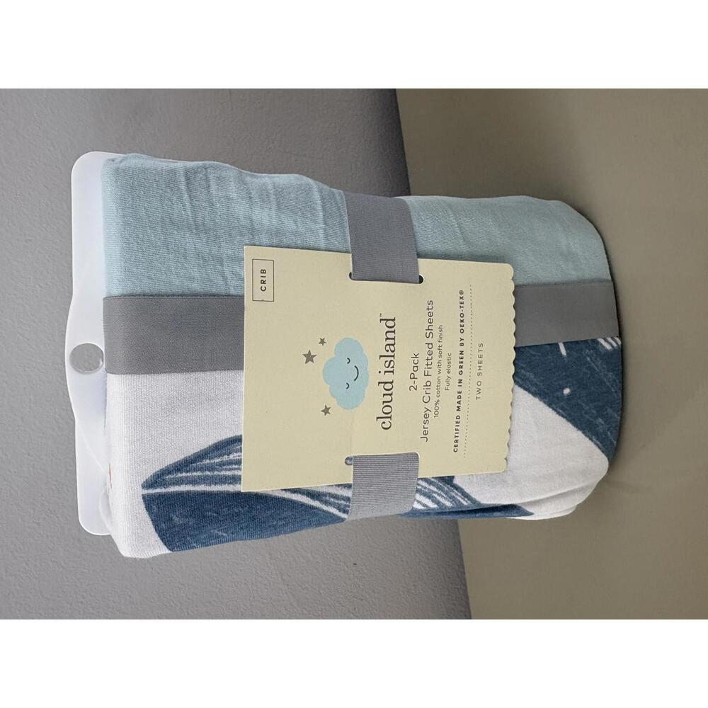 Cloud Island 2-Pack Jersey Crib Fitted Sheets with Whale Print Baby bed toddler - Picture 3 of 4